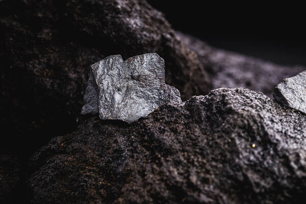 iron ore in a mineral extraction mine. Concept of rock excavation, metallic iron industry