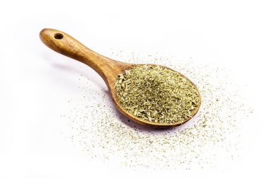 İzole edilmiş beyaz arka planda, yeba eşli ahşap kaşık