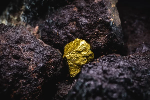 gold nugget in mine, concept of precious stone excavation