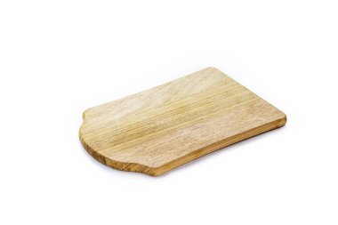 Kesme tahtası, el yapımı ahşap mutfak tahtası, klasik kırsal mutfak aleti, izole edilmiş beyaz arka plan.