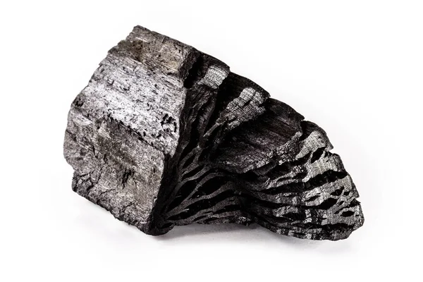 Pieza Carbón Vegetal Base Madera Carbón Vegetal Con Fondo Blanco —  Fotos de Stock