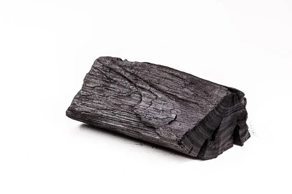 Pedra Carvão Usado Como Combustível Madeira Reciclada Isolado Com Copyspace — Fotografia de Stock