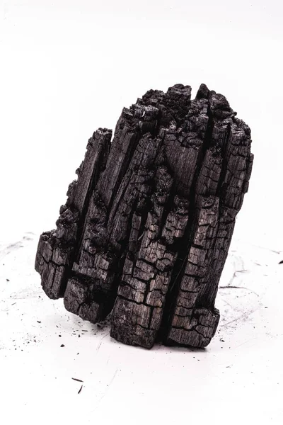 Piedra Carbón Utilizada Como Combustible Madera Reciclada Aislada Con Espacio —  Fotos de Stock