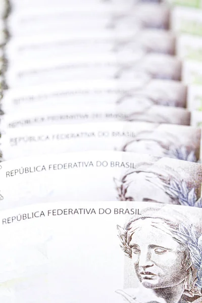 Dinheiro Brasil Duzentos Reais Notas Textura Fundo Notas Bancárias — Fotografia de Stock