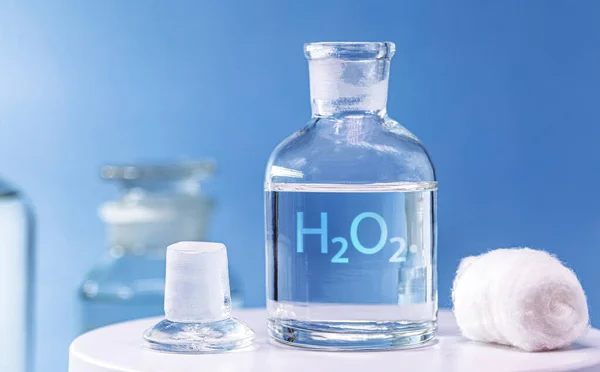 Reagensfles Met Glazen Stop Met Waterstofperoxide Erin Chemisch Element Het — Stockfoto