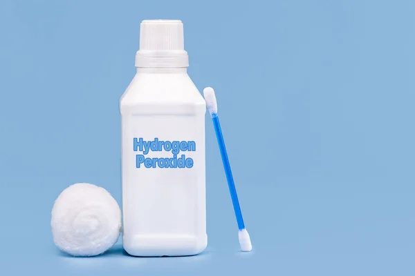 Πλαστικό Δοχείο Μπουκάλι Φάρμακο Γραμμένο Στα Αγγλικά Υπεροξείδιο Του Υδρογόνου — Φωτογραφία Αρχείου