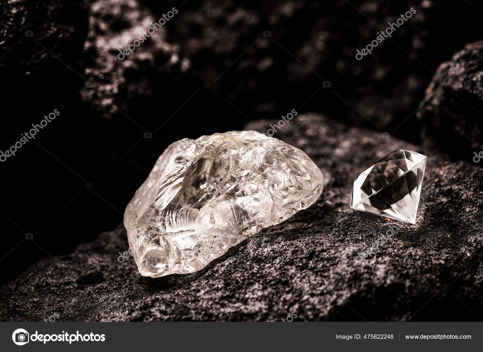 Rough Diamond Precious Stone In Mines Concept Of Mining And