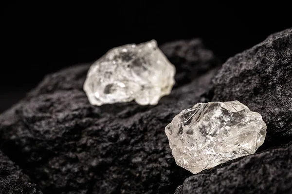 rough diamonds in coal mine, precious petdas mining concept