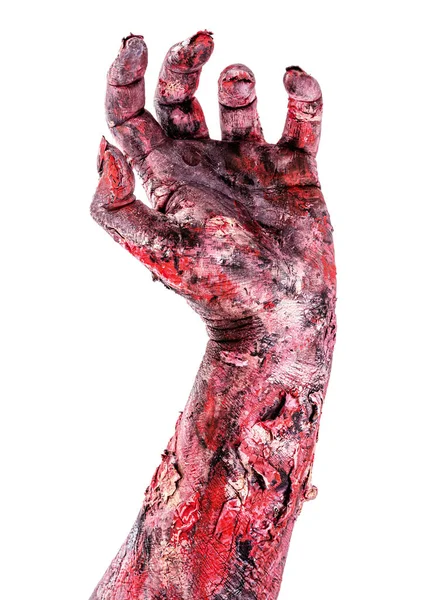 Zombie Hand Raising Coming Out Floor Isolated White Background Halloween — Stock Photo, Image