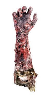 Zombi eli beyaz arka planda, cadılar bayramı için ölümsüz el..