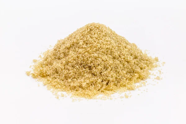 Organic Sugar Pile Raw Sugar Isolated White Background Side View — 图库照片