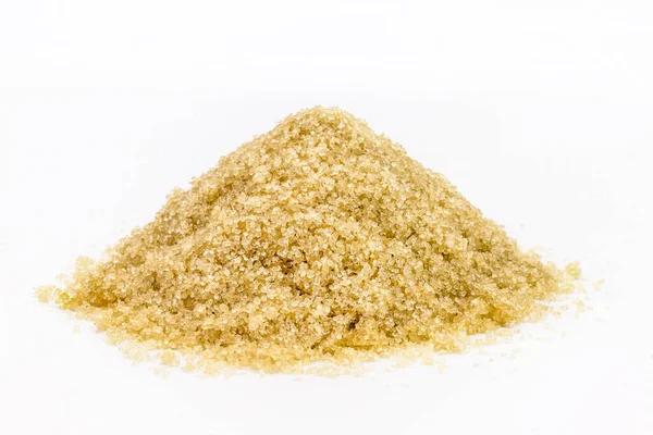 Organic Sugar Pile Raw Sugar Isolated White Background Side View — 图库照片