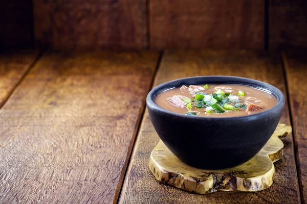 Caldo Feijão Brasileiro Creme Feijão Caseiro Servido Quente Feito Com — Fotografia de Stock