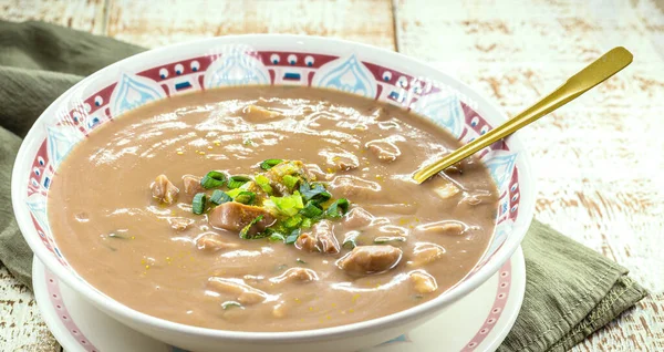 Caldo Feijão Brasileiro Sopa Feijão Caseiro Servida Quente Inverno — Fotografia de Stock