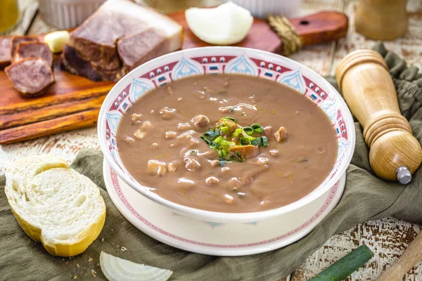 Brazilian Bean Broth Soup Vegetables Meat Called Bean Broth Slice — Fotografia de Stock