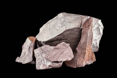 Iron rock ore isolated on the black background.