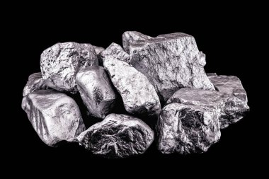 Aluminum is a chemical element. Aluminum stone for industrial use. Silver ore.