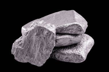 Aluminum is a chemical element. Aluminum stone for industrial use. Silver ore.