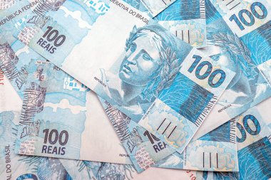 100 Brezilyalı gerçek banknot, Brezilya parası, 100 banknot, ödül ya da ödeme konsepti