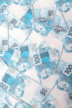 100 Brezilyalı gerçek banknot, Brezilya parası, 100 banknot, ödül ya da ödeme konsepti