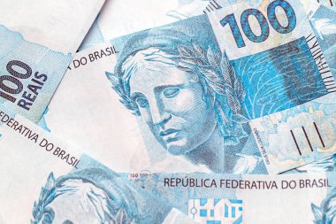 100 Brezilyalı gerçek banknot, Brezilya parası, 100 banknot, ödül ya da ödeme konsepti