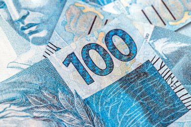 100 Brezilyalı gerçek banknot, Brezilya parası, 100 banknot, ödül ya da ödeme konsepti