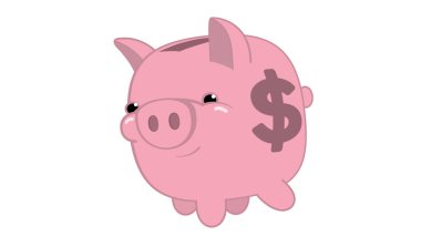 2D domuz kumbarası, şeffaf arka plan, montaj için yeşil krom anahtar arka plan, para tasarrufu, tasarruf ve yatırım konsepti. Oyuncu domuz kumbarası animasyonu tasarruf, finansal büyüme ve akıllı yatırım stratejisini sembolize ediyor. Banki için mükemmel.