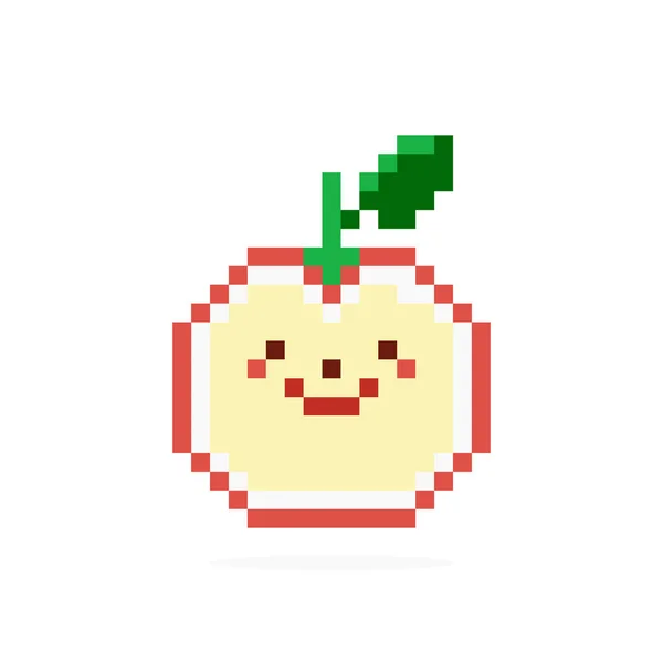 Image Pixel Smile Apple Bit Game Assets Cross Stitch Pattern — Stock Vector