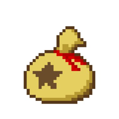 Para çantası pikseli görüntü. 8 küçük oyun için. çapraz dikiş deseni veya t-shirt tasarım vektör çizimi.