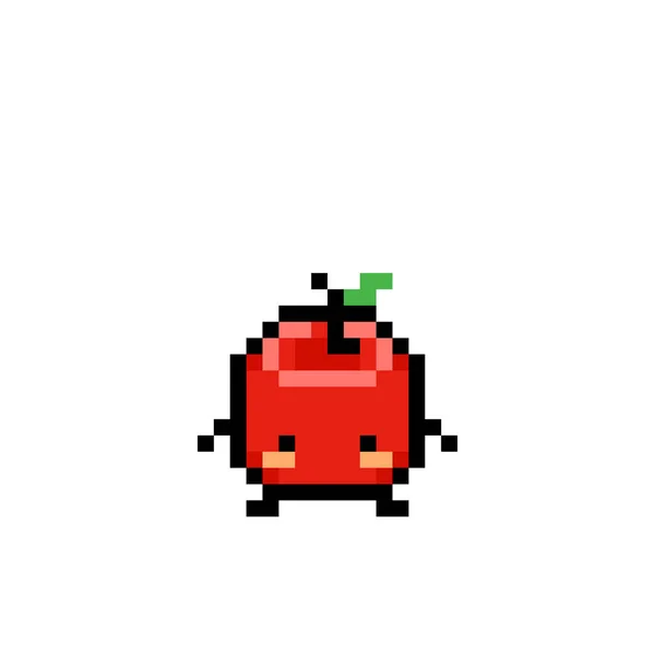 Pixel Linda Imagen Manzana Para Juegos Bits Patrón Punto Cruz — Vector de stock