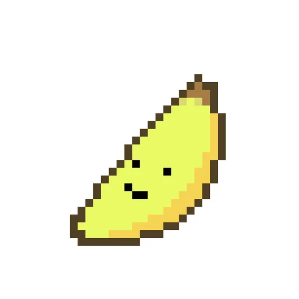 Pixel Banana Image Para Juegos Bits Patrón Punto Cruz Camiseta — Vector de stock