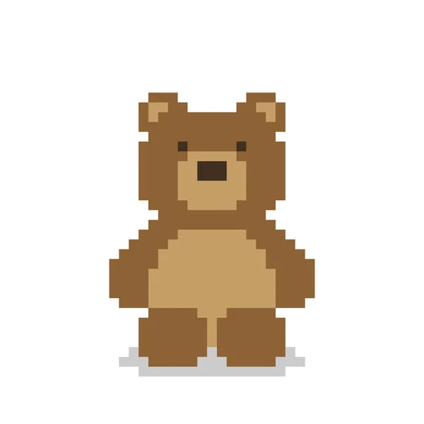 Imagem Pixel Urso Marrom Para Jogos Bits Padrão Ponto Cruz — Vetor de Stock