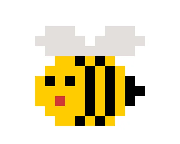 Abeja Pixel Bee Image Para Juegos Bits Patrón Punto Cruz — Vector de stock