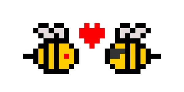 Image Abeille Pixel Pour Les Jeux Bits Motif Point Croix — Image vectorielle