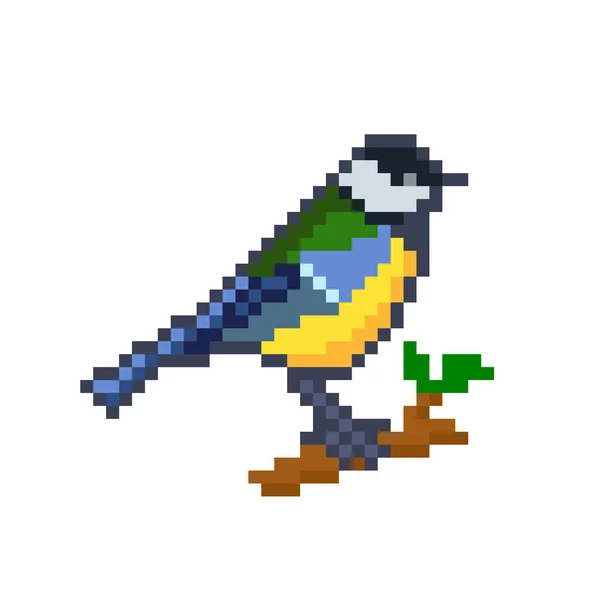 Pixel Blue Tit Bird Image Bit Games Cross Stitch Pattern — ストックベクタ