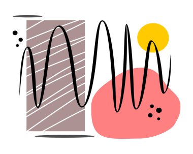 Duvar dekorasyonu, kartpostal ya da broşür kapağı tasarımı için el yapımı minimalist yaratıcı illüstrasyon. EPS10 vektörü.