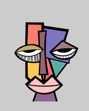 Soyut yüz portresi. düz vektör illüstrasyonu