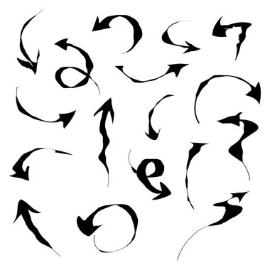 Beyaz Arkaplanda siyah mürekkep okları var. Ok, İmleç Simgesi. Vektör İşaret Koleksiyonu. Geri, Sonraki Web Sayfası İşareti. Vektör illüstrasyonu.