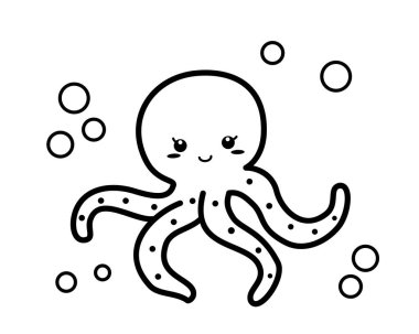 Boyama kitabı için ahtapot resimleri. Okyanus dünyası.