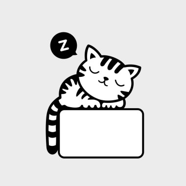 Uyuyan kedi ikonu. Beyaz arkaplanda izole