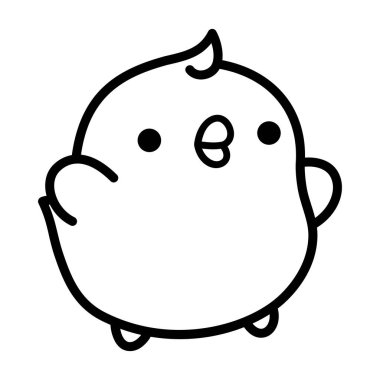 Piliç simgesi. Çizgi film kızı. Şirin, basit bir piliç.