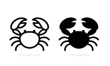 Yengeç ikonu. Crab set line ve siluet işareti beyaz arka planda web ve uygulama için. Kanser logosu