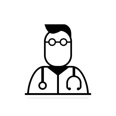 Doktor ikonu. Uygulama ve web için vektör illüstrasyonu.