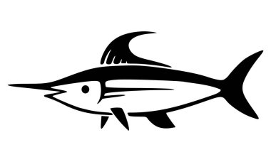 Kılıçbalığı ikon vektörü. Beyaz arkaplanda balık simgesi tasarımı