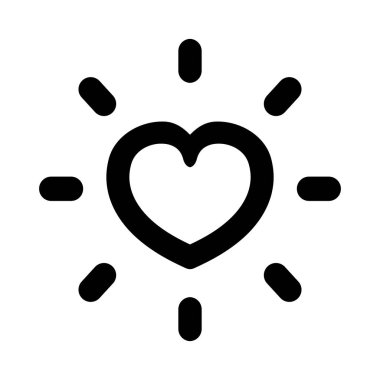 Parlak Kalp Simge Vektörü. Ağ ve uygulama için kara kalp. Sevgililer Günü aşkı. çizgi kalp.