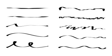 el çizgileri, fırça çizgileri, fırça darbeleri, altçizgiler koleksiyonu