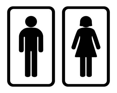 Siyah ve beyaz arkaplanı olan tuvalet simgesi vektörü