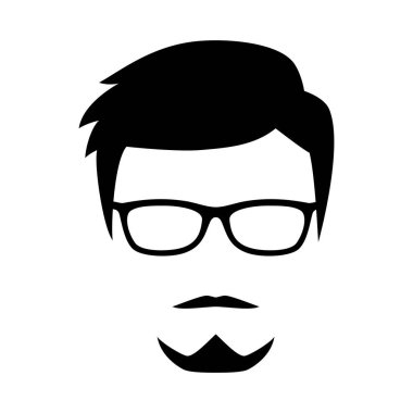 Havalı adam ikonu. Hippi Erkek Saçları ve Sakallı Yüz Tarzı. berber dükkanı logosu vektör çizimi.