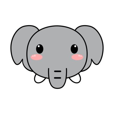 Fil surat. Beyaz arka planda izole edilmiş şirin çizgi film hayvanları. vektör illüstrasyonu.