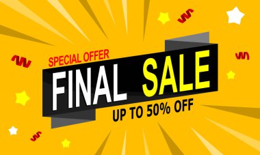 Son satış afişi,% 50 'ye kadar indirimli. vektör illüstrasyon arka planı.